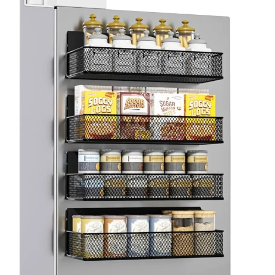 

Набор из 4 магнитных полок для специй: органайзеры для кухни, шкафа, холодильника и дверных полок, для дома и кладовой