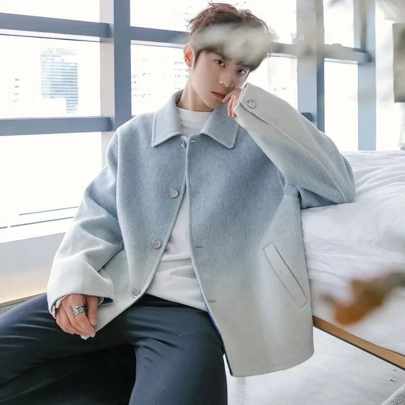 Versatile Casual Lapel Gradient Jacket New Autumn Winter Loose and Trendy Men's Jacket