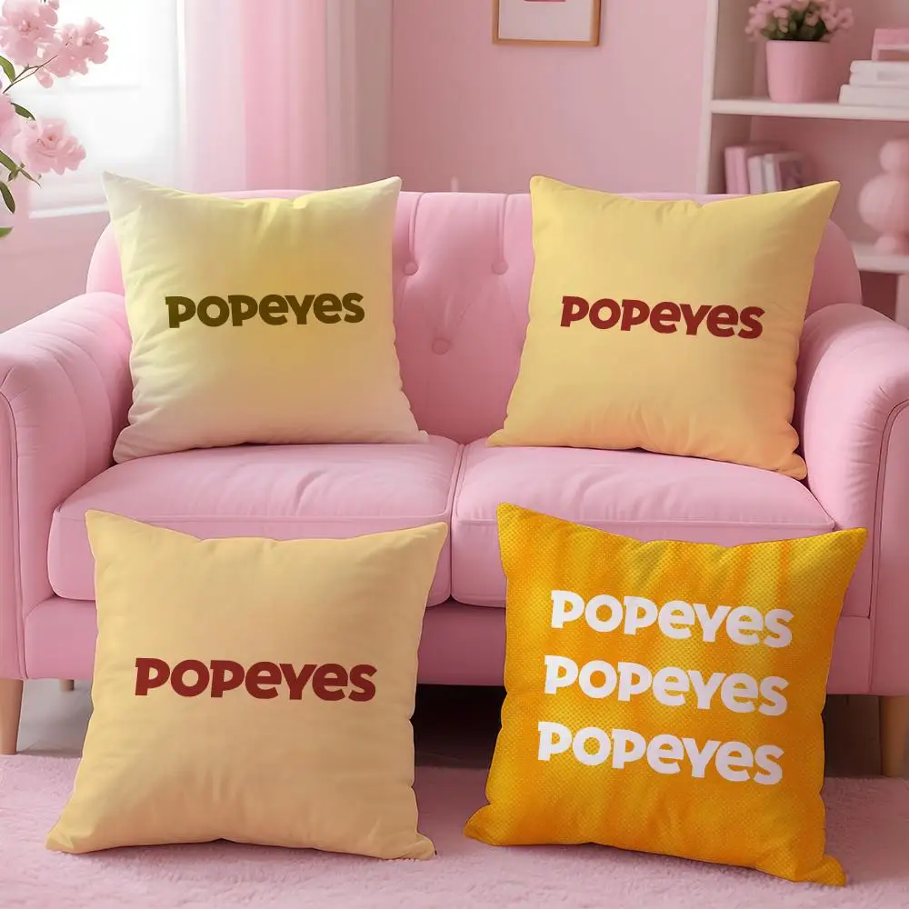 

Fried chicken Popeyes Pillow Case Anti-dustmite Pillow Invisible zipper silky short plush Sofa cushion cover