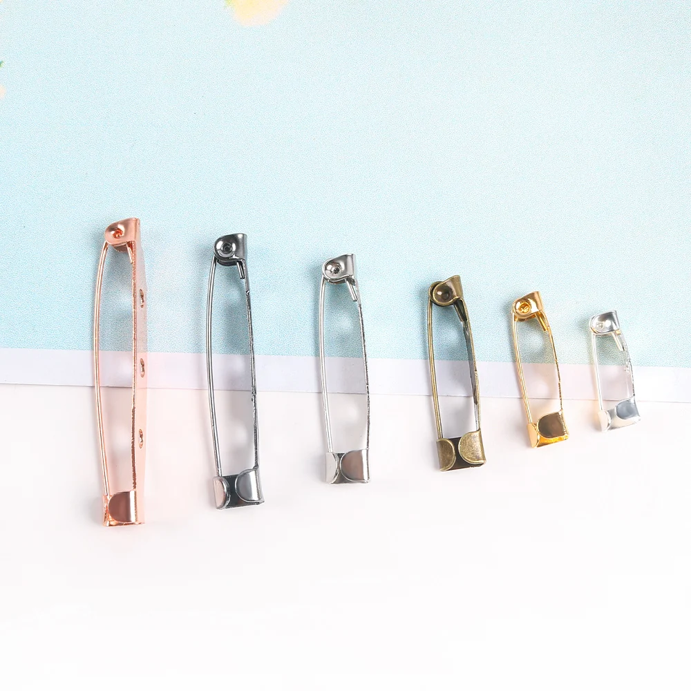 20pcs 15-40mm Safety Pins Brooch base Findings Brooch Clip Pins Blank Base For Jewelry Making DIY Clothing Accessories