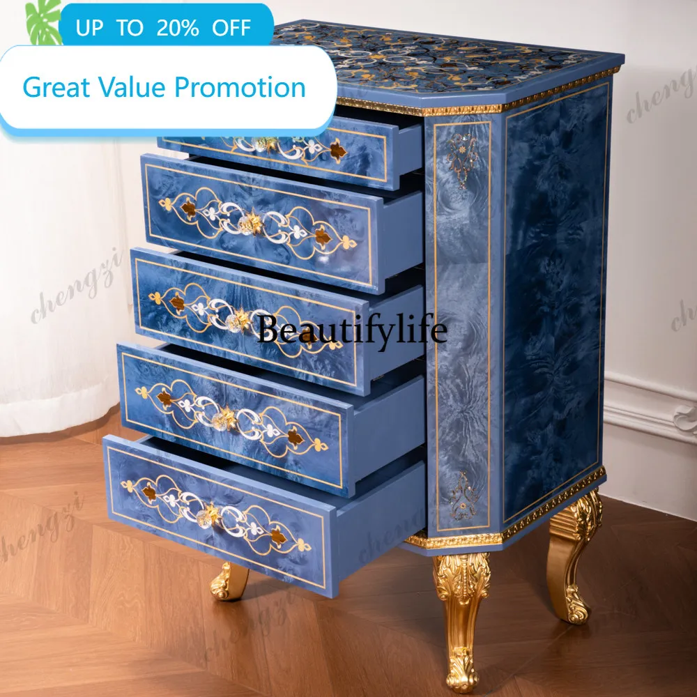 M178 Commode sculptée rétro française, armoire américaine en bois massif, meuble décoratif de luxe léger et artistique