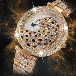 2024 Women Quartz Watch Fashion Bling Casual Ladies Watch Female Quartz Gold Watch Crystal Diamond Leopard for Women Clock Reloj