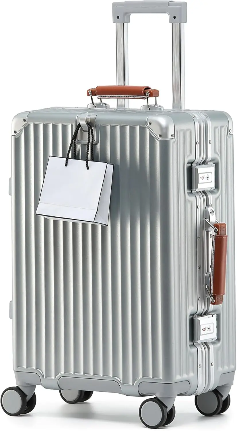 

20" Carry On Luggage, PC Zipperless Suitcase, Spinner Wheels & TSA Lock, Airline Approved 22x14x9, Silver