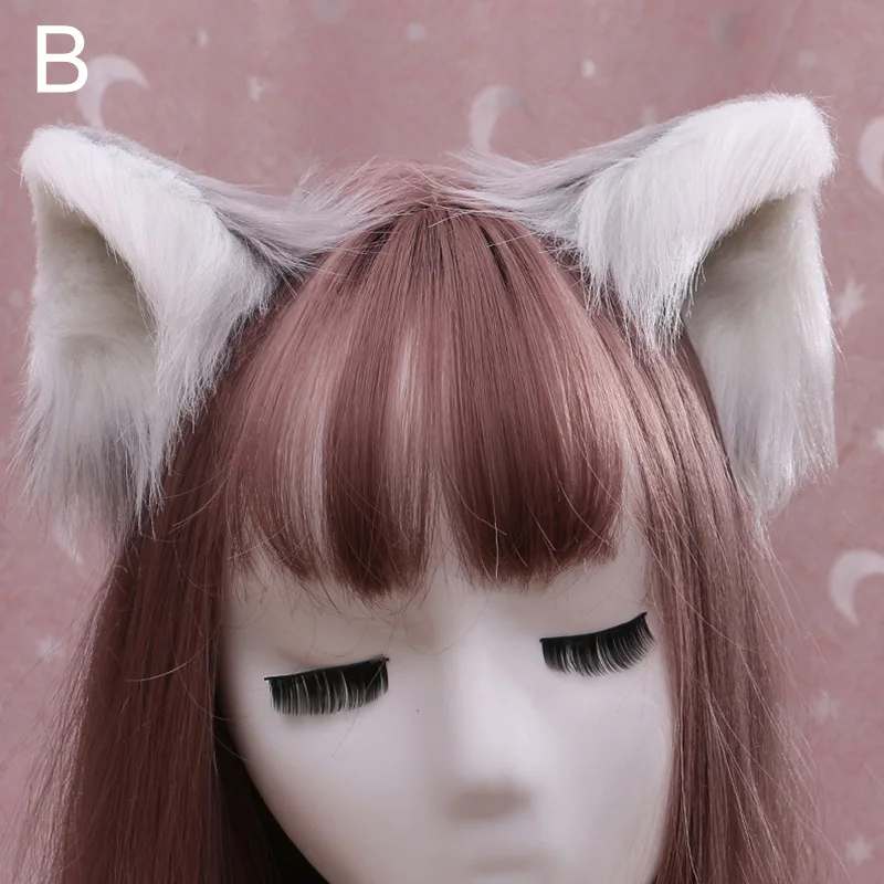 Lovely Cosplay Cat Fox Fur Ear Night Party Anime Lolita Hairband Fur Headbands Clip Girl Hair Accessories Ear Hairpins