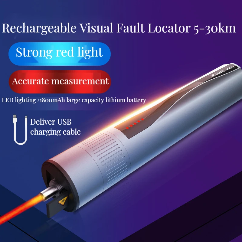 

High Quality Rechargeable Laser Source Fiber Optic Cable Tester Pen Type Red Lithium Battery Visual Fault Locator 5/15/20/30KM