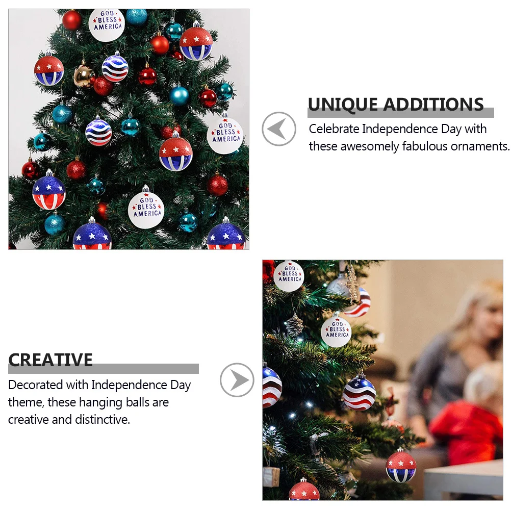 

12Pcs Independence Day Ball Hanging Decor Exquisite Design Wall Door Window Props Celebration Ornaments Party Supplies