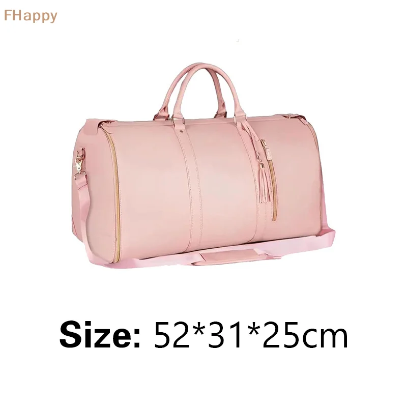 New Foldable Duffle Suit Bag Carrry On PU Leather Garment Bag Large Capacity Luggage Bag Travel Portable Crossbody Handbag