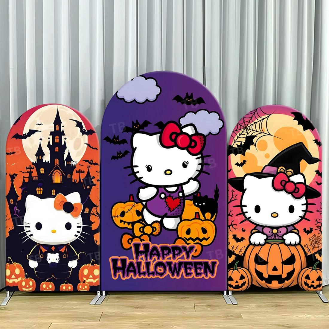 

TB Happy Halloween Theme Arch Backdrop Cover Sanrio HelloKitty Design for Party Decoration Photoghraph Background Wall Supplies