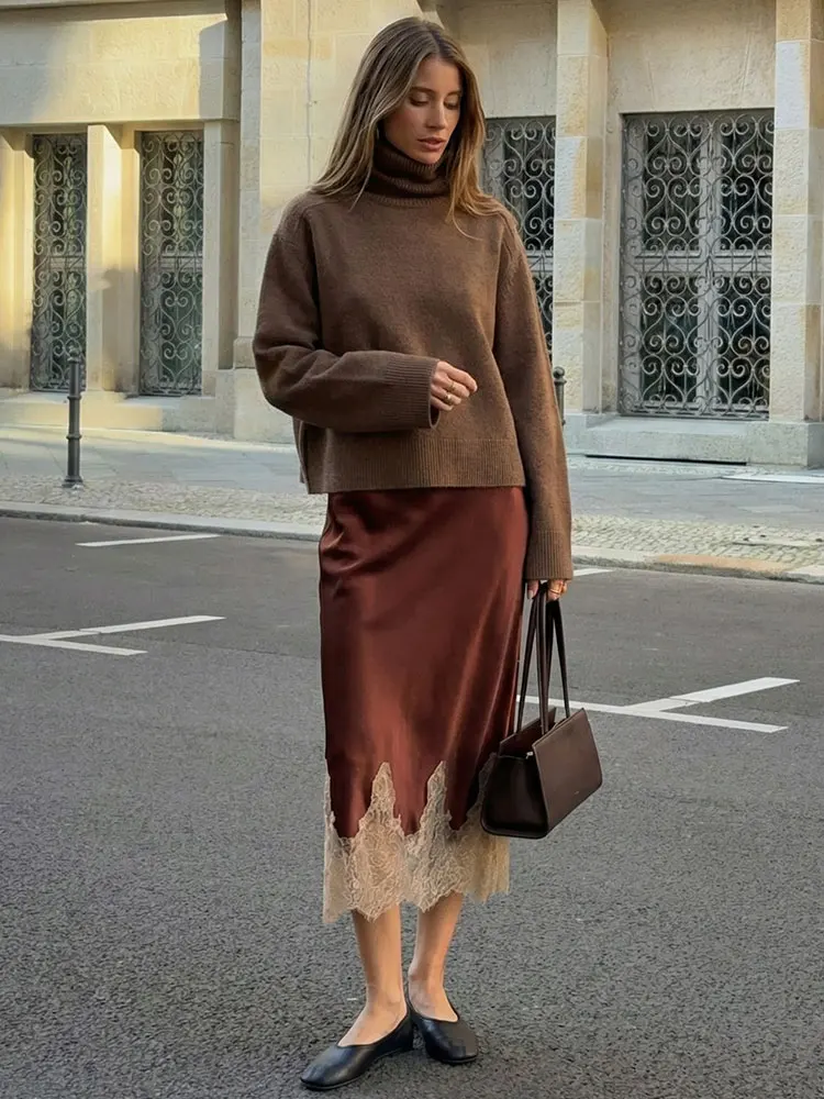 Женская юбка миди из кружева и атласа HH | AliExpress