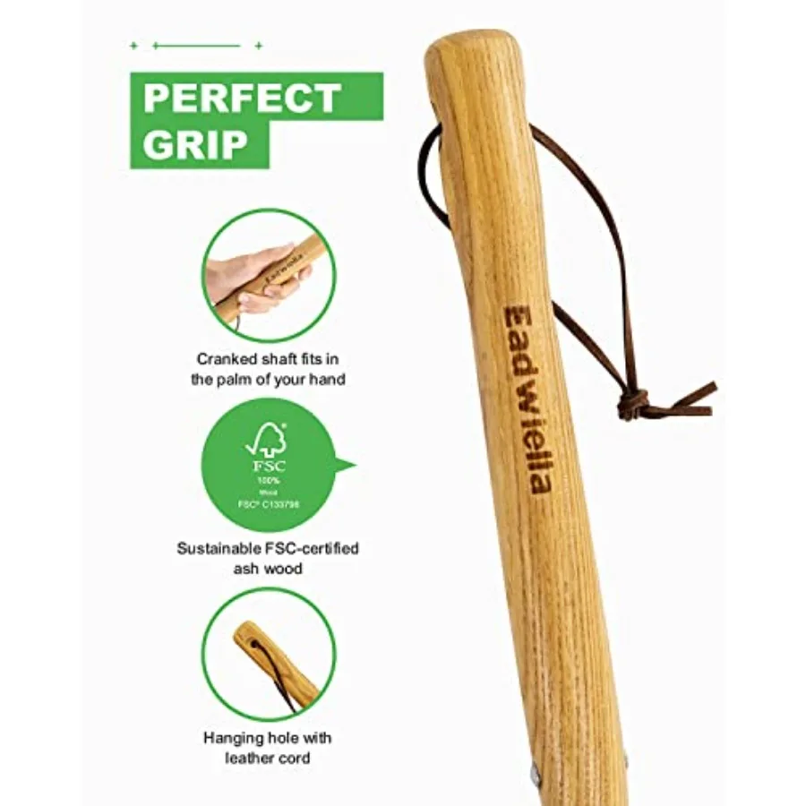 Faucille de désherbage japonaise pour un petit jardin : houe à main droite en acier inoxydable avec lame de 13 pouces pour culte de désherbage efficace