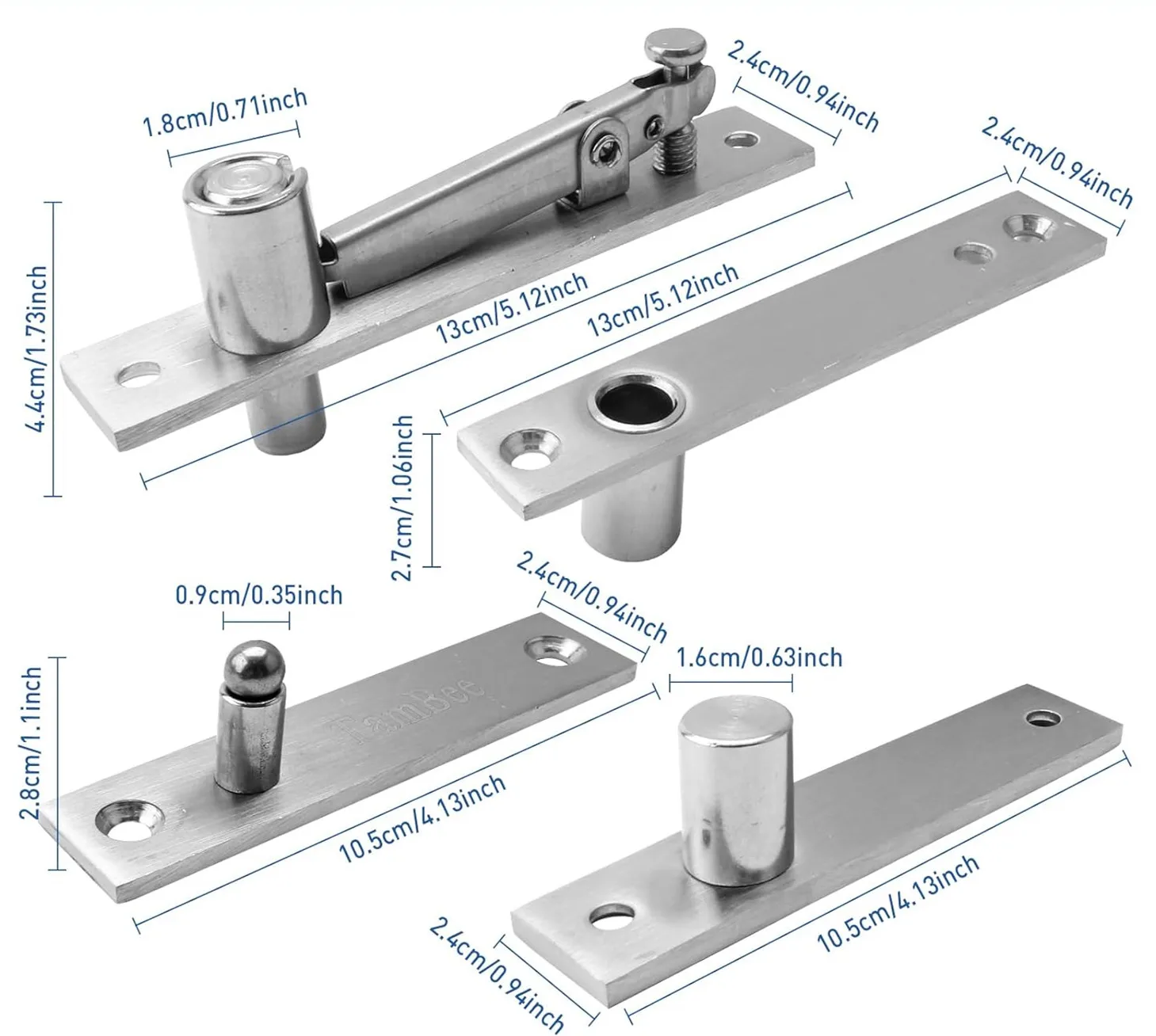 360° Rotation Heavy Duty Pivot Hinge Stainless Steel Hidden Door Hinges Invisible Pivot Door Hardware for Secret Doors Bookshelf