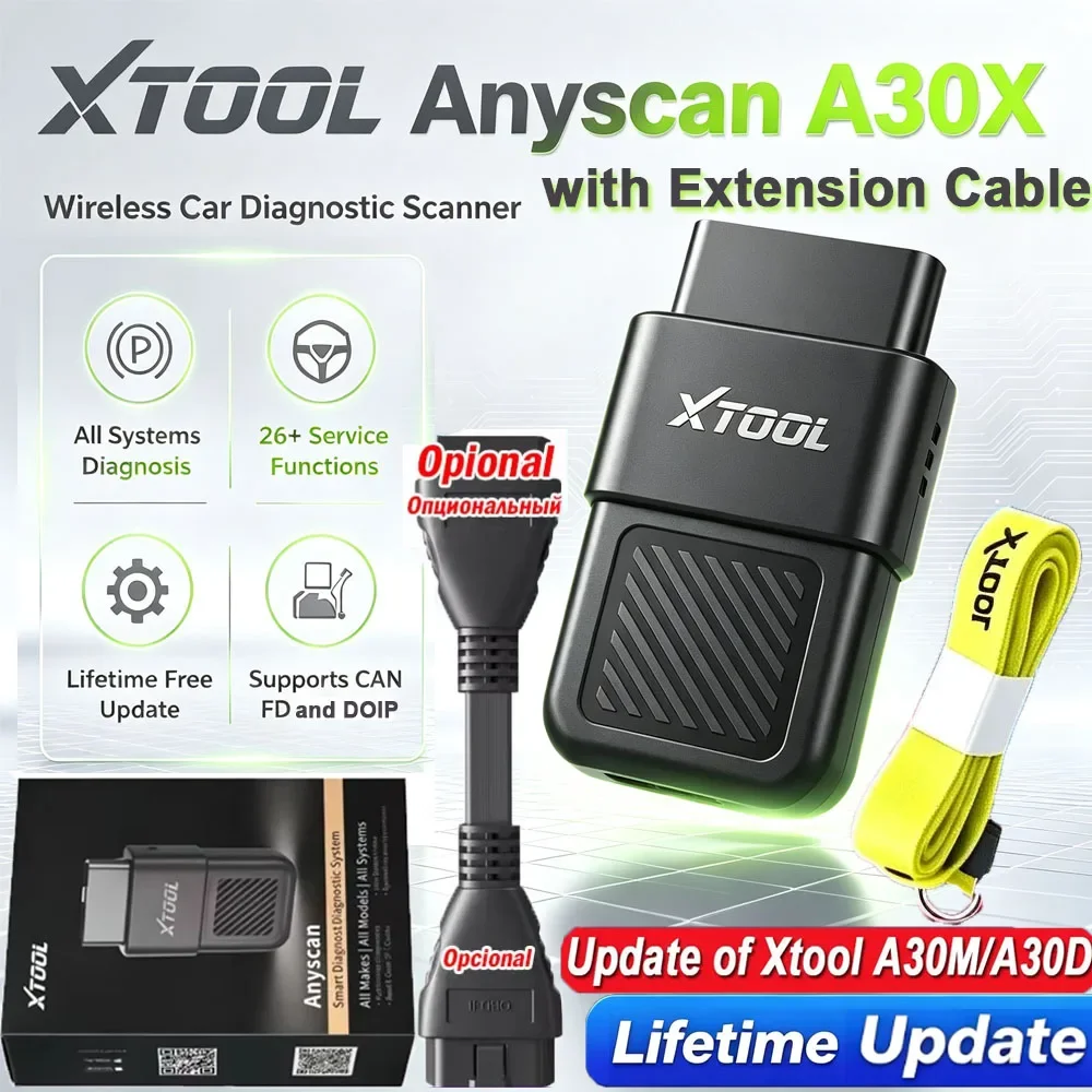 with Extension Cable XTOOL Anyscan A30X Support CANFD and Doip Protocol Car Free Update Lifetime