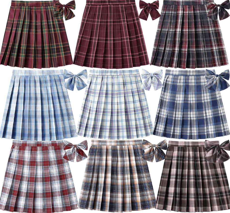 

High Waist Plaid Pleated Skirt with Se Pant Inner Commuter Sle ort Skirt School orm Skirt Polyester Fiber A-Line ...