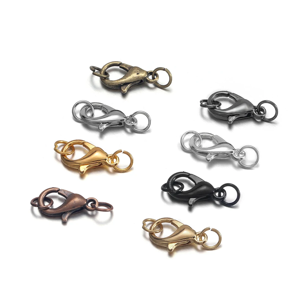 10-50Pcs 10 12 14 mm Lobster Clasps Hooks With Jump Rings End Clasps Connectors For DIY Jewelry Making Supplies Accessories image 4