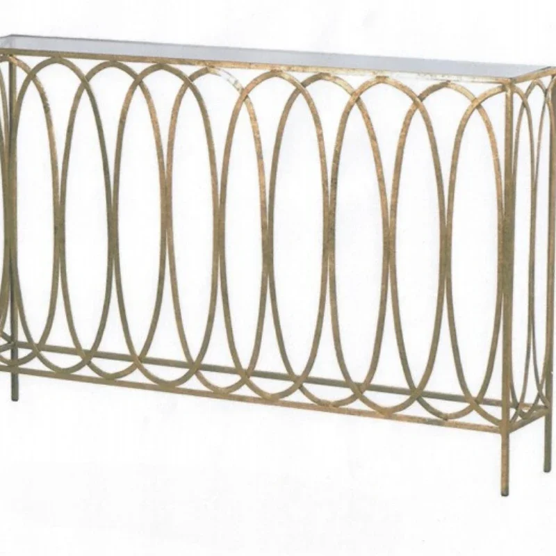 American oval iron rectangular porch table/gold foil coff e ta ble/American furniture