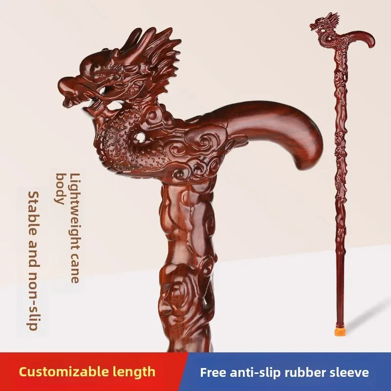 Elderly faucet crutches solid wood carving non-slip crutches men and women wood non-slip non-mahogany canes crutches handicrafts