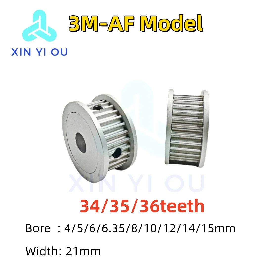 HTD 3M Timing Pulley 34/35/36teeth-AF Type Bore 4/ 5/6/6.35/8/10/12/14/15mm  Belt Width7/11/21mm 3M Synchronous Wheel