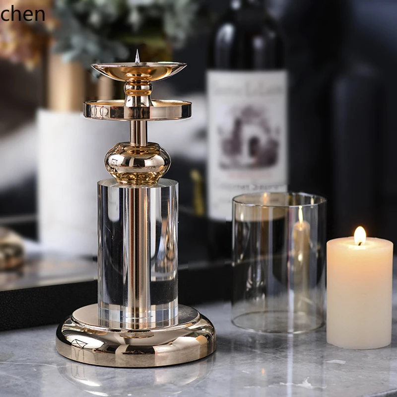 

YXY Crystal Candle Holder Living Room Entrance Crystal Ornament Home Candlelight Dinner Romantic Candle Stand