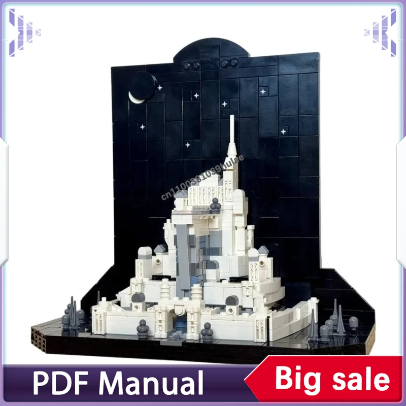 Night View Multi Layer Cliff Citadel Alternate Build  MOC Building Blocks Hilltop City Model Bricks Display Toy