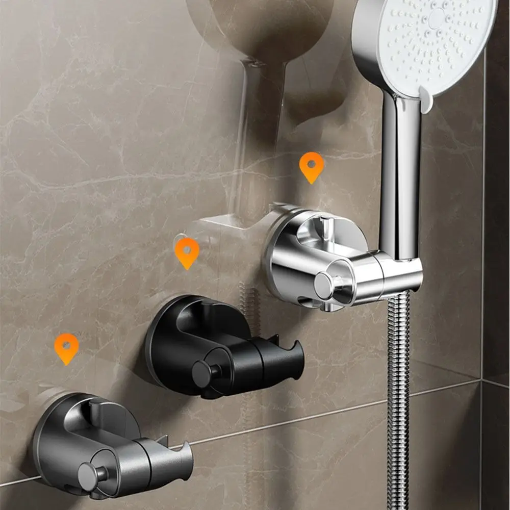 360°Adjustable Suction Cup Shower Head Holder Self-adhesive with Hook Shower Head Stand Bracket Strong Bearing Wall Hanging