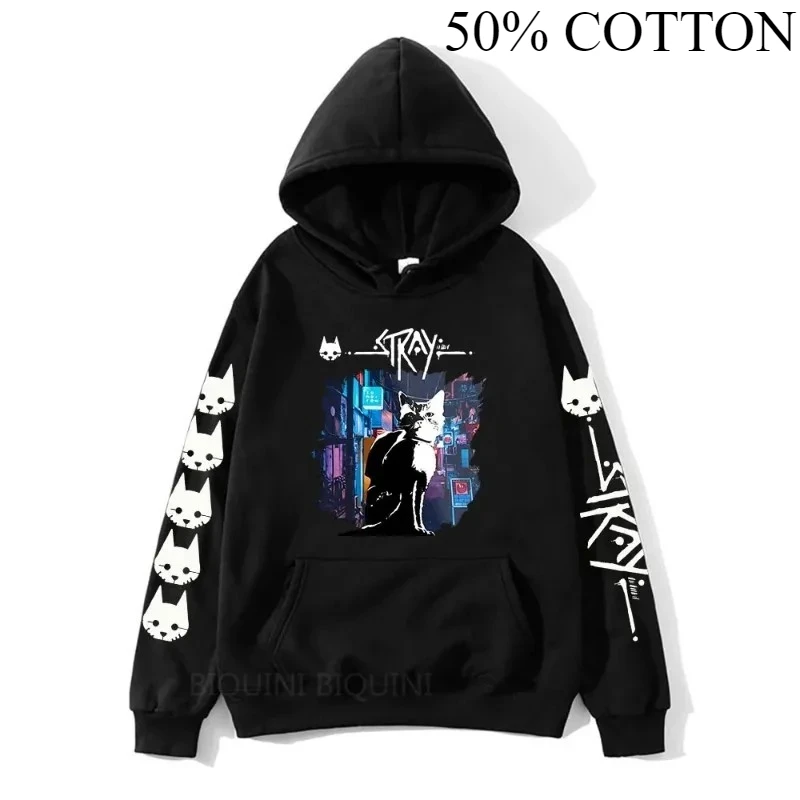 الضالة القط لعبة الجرافيك جديد هوديس طباعة موضة البلوز الهيب هوب عادية للجنسين الخريف الشتاء الصوف الشارع الشهير الذكور سوداديراس