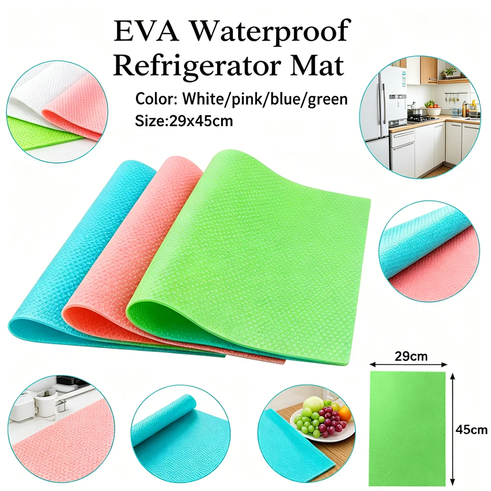 4-16Pcs Non-Slips EVA Fridge Shelf Liners Waterproof Washable Kitchen Cabinet & Pantry Drawer Organizer Mats for Home