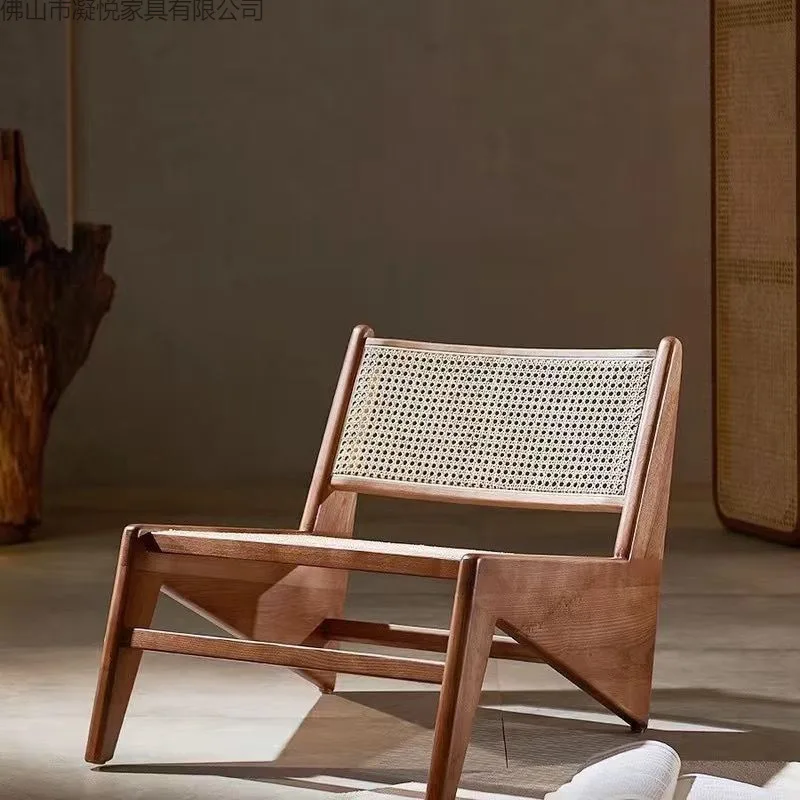 

Rattan Chair Lazy Sofa Chair Wabi Sabi Retro Style Home Nordic Balcony Leisure Chair