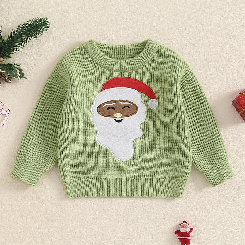 

Newborn Boys Girls Christmas Sweater Casual Santa Claus Pattern Warm Knitted Long Sleeve Winter Loose Pullover Infant Knitwear