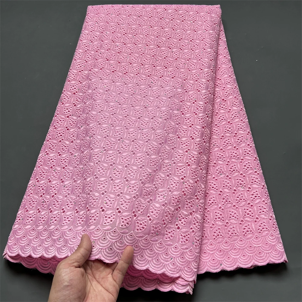 2023 Latest High Quality African Nigerian Pure Tulle Damask Lace Fabric Embroidery Party Dress Sequins  Cotton Cloth 5yards