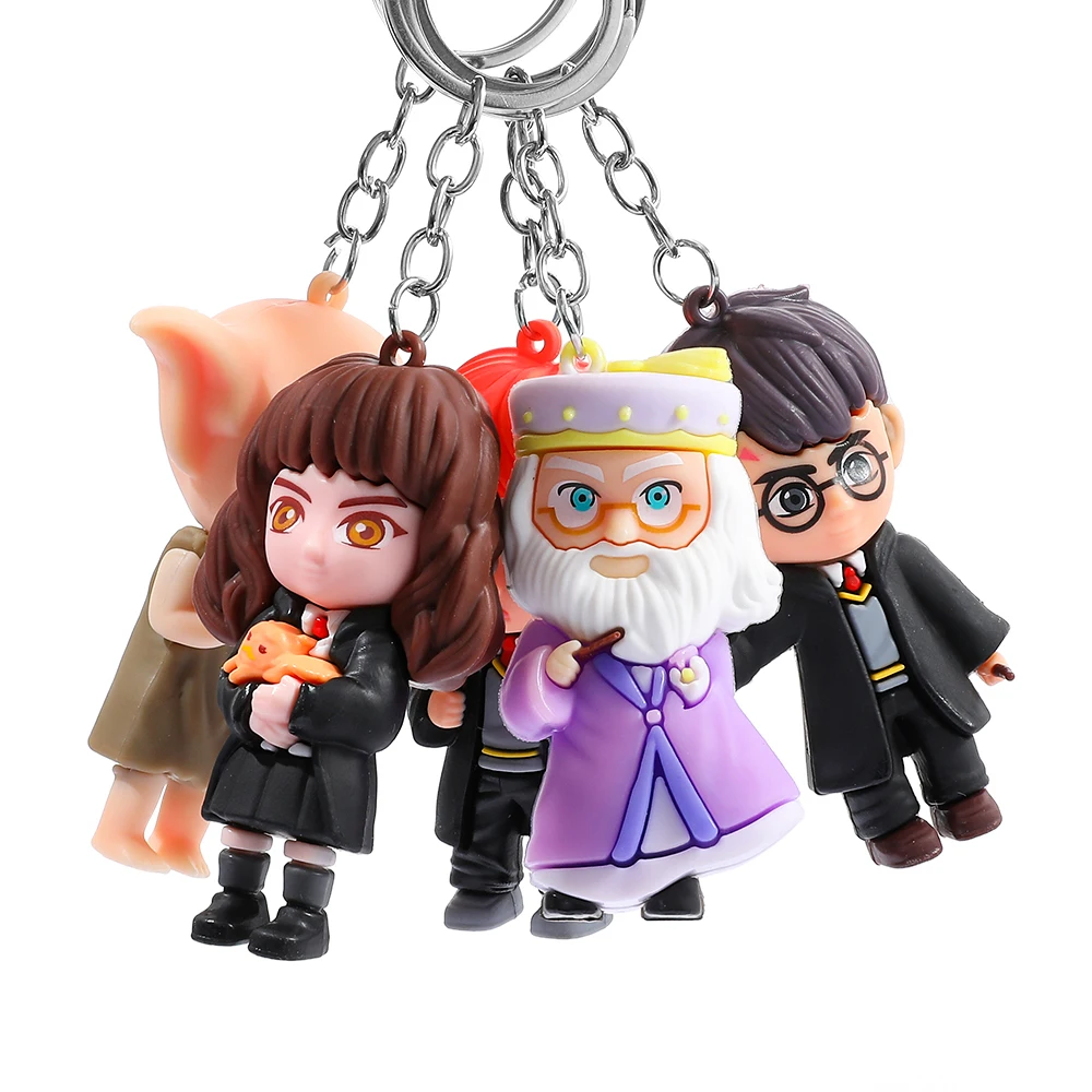 5 قطع هاري بوتر المفاتيح سحر الشكل الساحر بولي كلوريد الفينيل ستيريو قلادة دمية حقيبة قلادة الديكور سيارة المفاتيح هدايا عيد