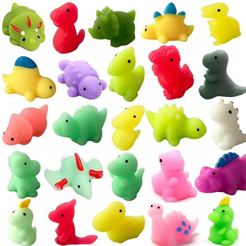 50-10PCS Mochi Squishy Toys Kawaii Dinosaur Bulk Stress Relief Squeeze Fidget For Kids Prizes Party Favors XMAS Birthday Gifts