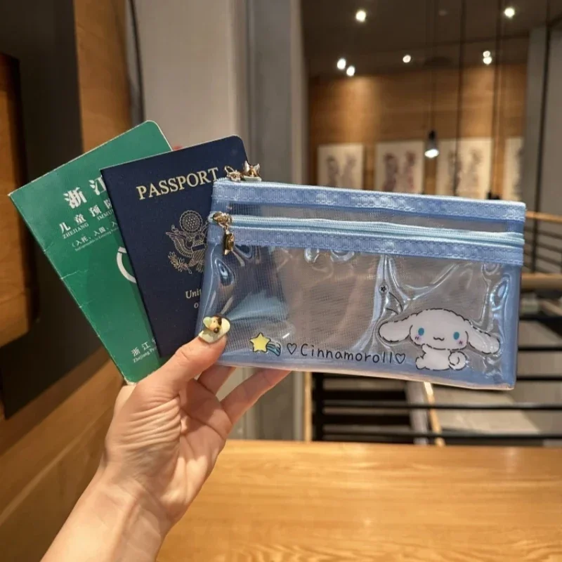 かわいいサンリオのかわいいハローキティアニメ周辺グッズPVCコインパースマイメロディパスポートジッパーハンドIDバッグ口紅収納バッグ