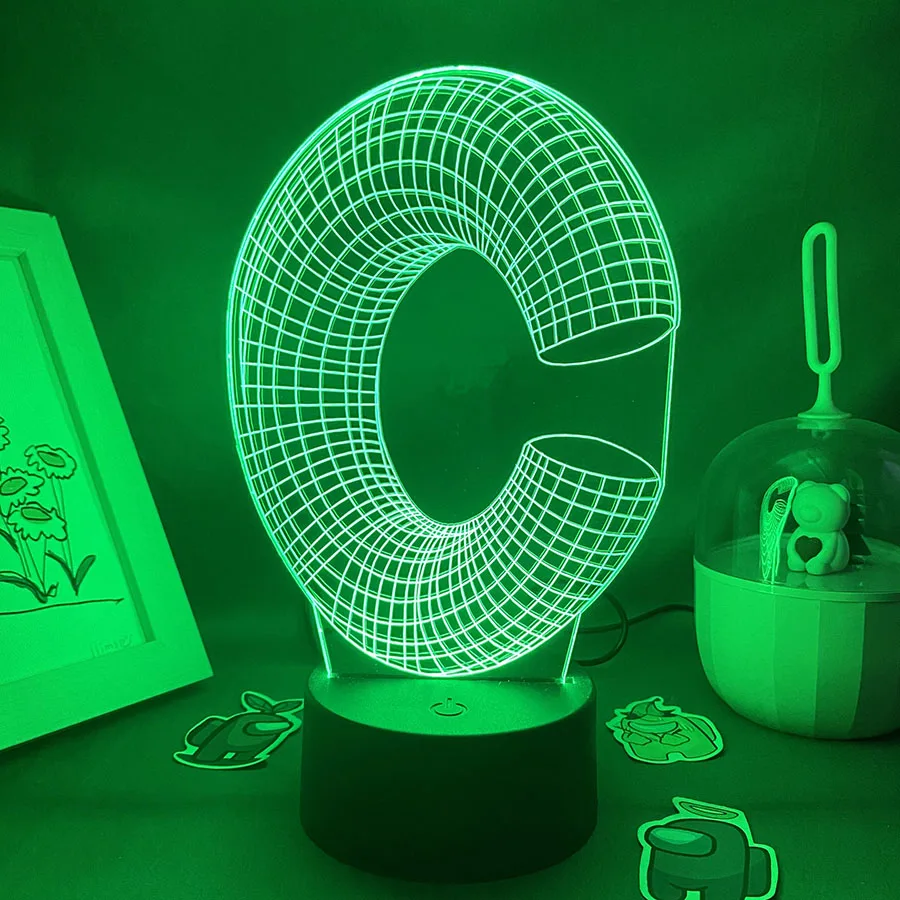 Lampes à lave néon LED 3D lettre C, cadeaux d'anniversaire colorés pour amis, enfant, enfant, chambre Kawai, décor de table, veilleuses