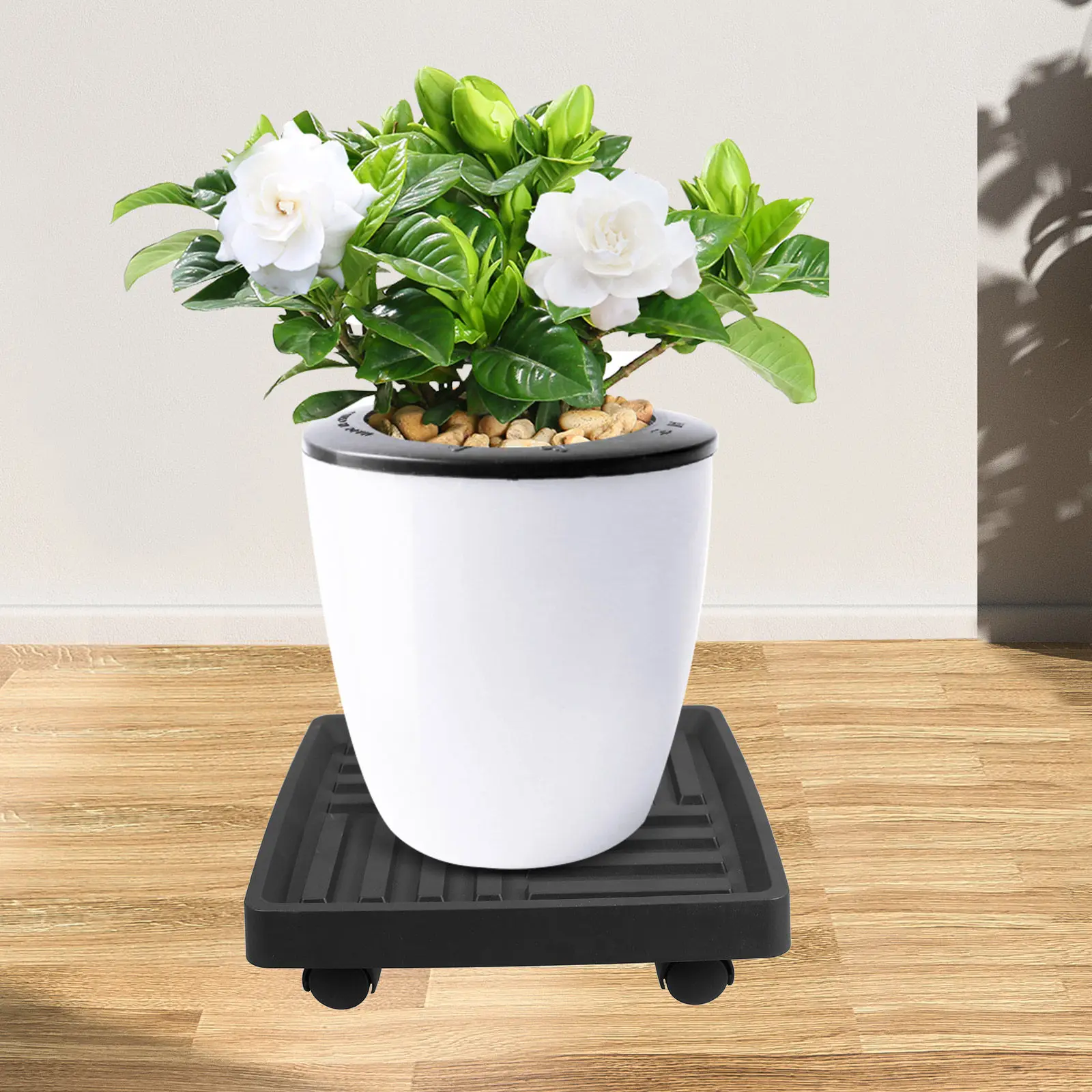 PP Rolling Plant Tray with Smooth Casters – Easy-Move Scratch-Free Flower Pot Stand for Indoor Outdoor Use