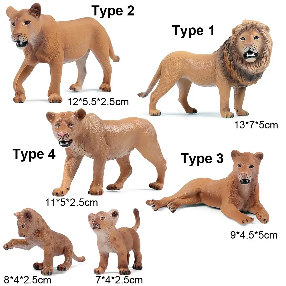 Figurines de la famille des lions, Cub, Simulation d'animaux sauvages, jouet éducatif pour l'apprentissage précoce, Science, Nature, scène de Zoo