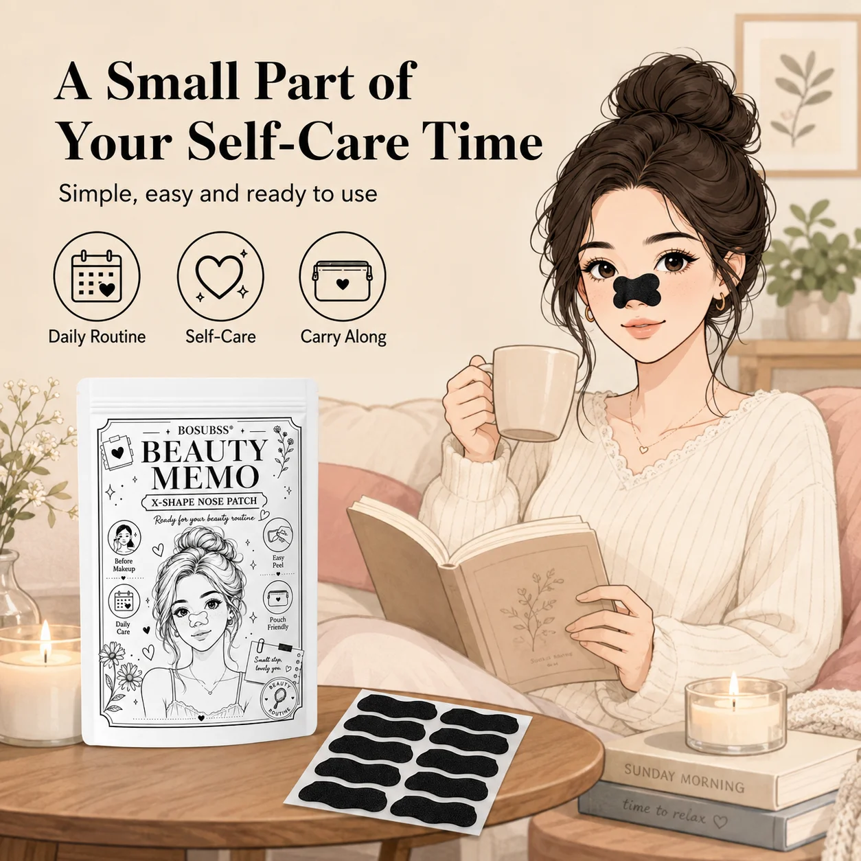 20/30Pcs Charcoal Nose Care Strips, Soft Fit Skin Routine Patch Set, Easy Home Use, Fresh Look, Travel Friendly view 4