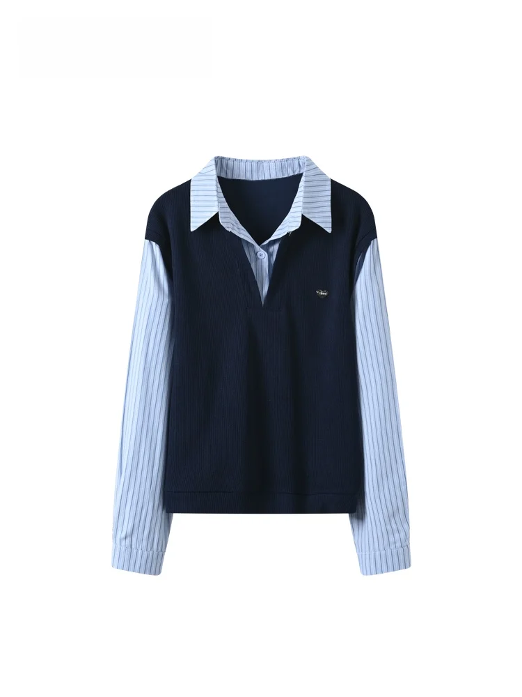 

CaraCLUB: Новая женская зимняя универсальная кофта больших размеров с длинным рукавом, имитирующая двухслойность, в модном студенческом стиле, универсальная модель