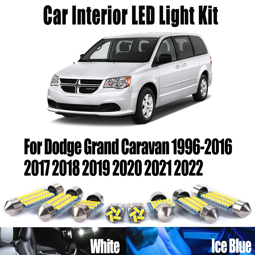 No Error LED Interior Trunk Reading Vanity Mirror Light Kit Canbus For Dodge Grand Caravan 1996- 2019 2020 2021 2022 Car Bulbs