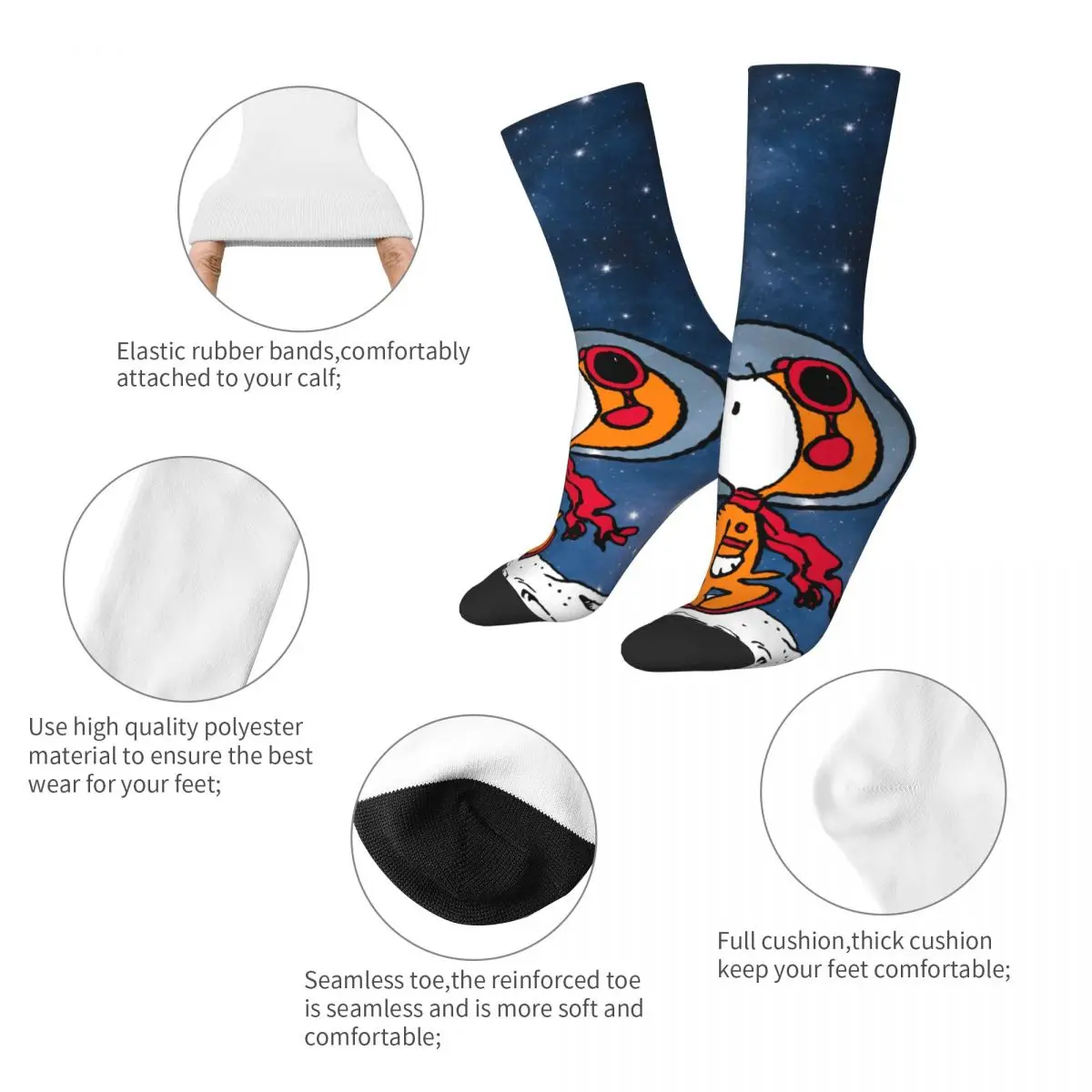 Autumn Winter Hip-hop Women Men Snoopy Astronaut Space Socks Breathable Football Socks