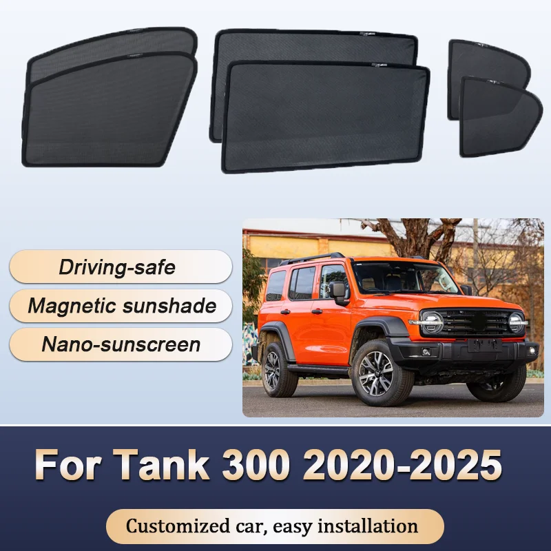 

Sun Shades For GWM Tank 300 2020 2021 2022-2025 Sunshades Magnetic Privacy Protection Visor Curtains Windows Auto Accessories