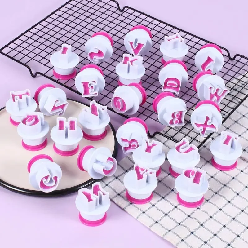 Letter Digital Number Fondant Cookie Cake Cutter Stamp Plunger Mold DIY Baking