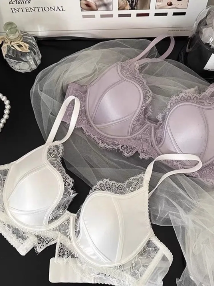 Bügel-BH-Set im viktorianischen Stil MOYISU Satin-Spitzen-Dessous mit seitlichem Stützlift, Anti-Sagging-Korsett, inspiriert von sexy Damen