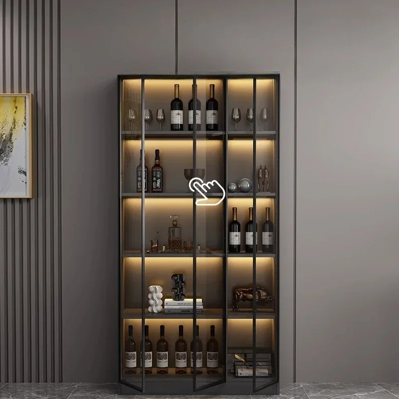 Canteen Furniture Showcase Corner Curio Display Cabinet Glass Wheel Wine Fridge Cabinet Whiskey Accessories China Cabinets Bar