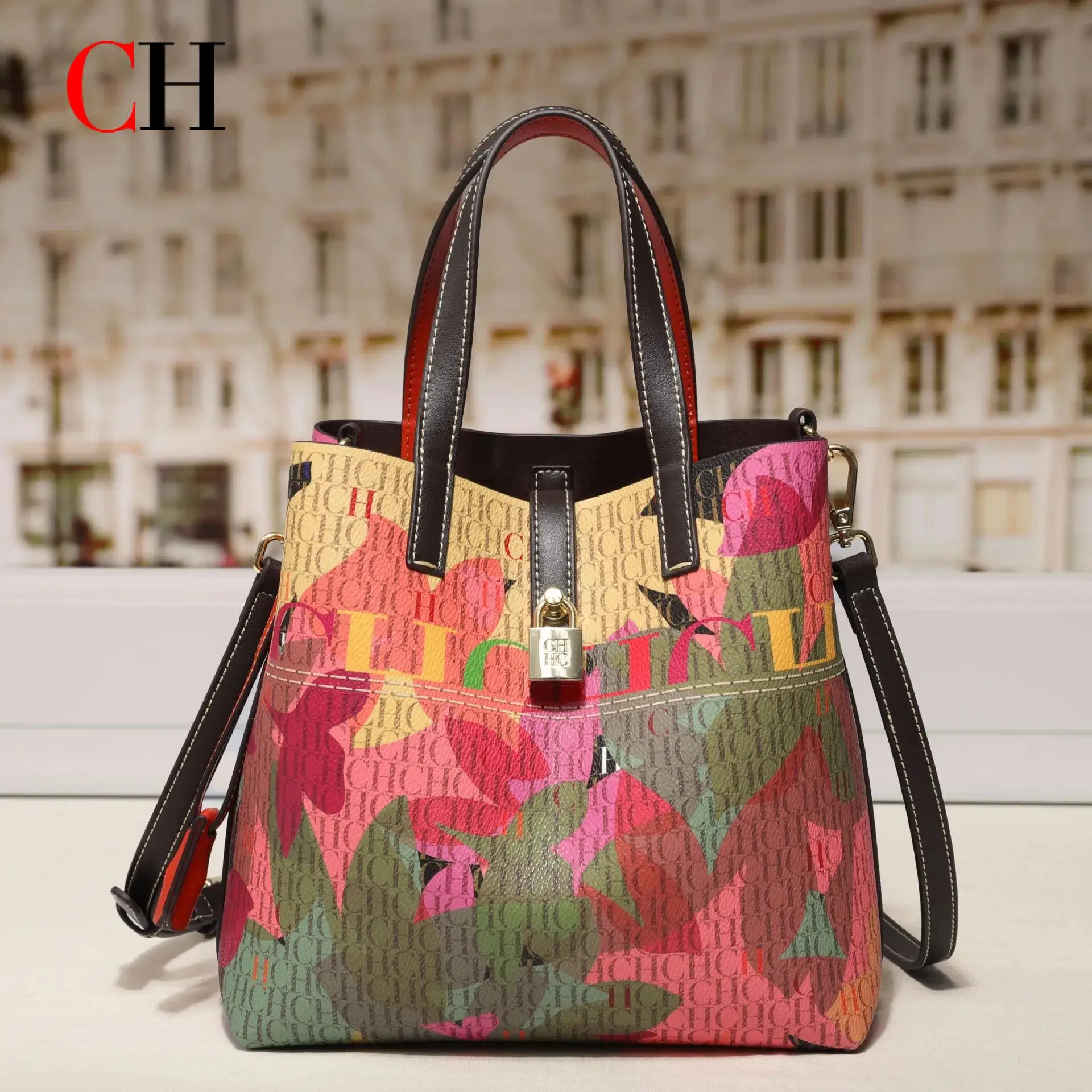 

CH женская классическая модная сумка большой емкости с принтом букв, высококачественная изысканная роскошная женская сумка для отдыха, элитная женская сумка