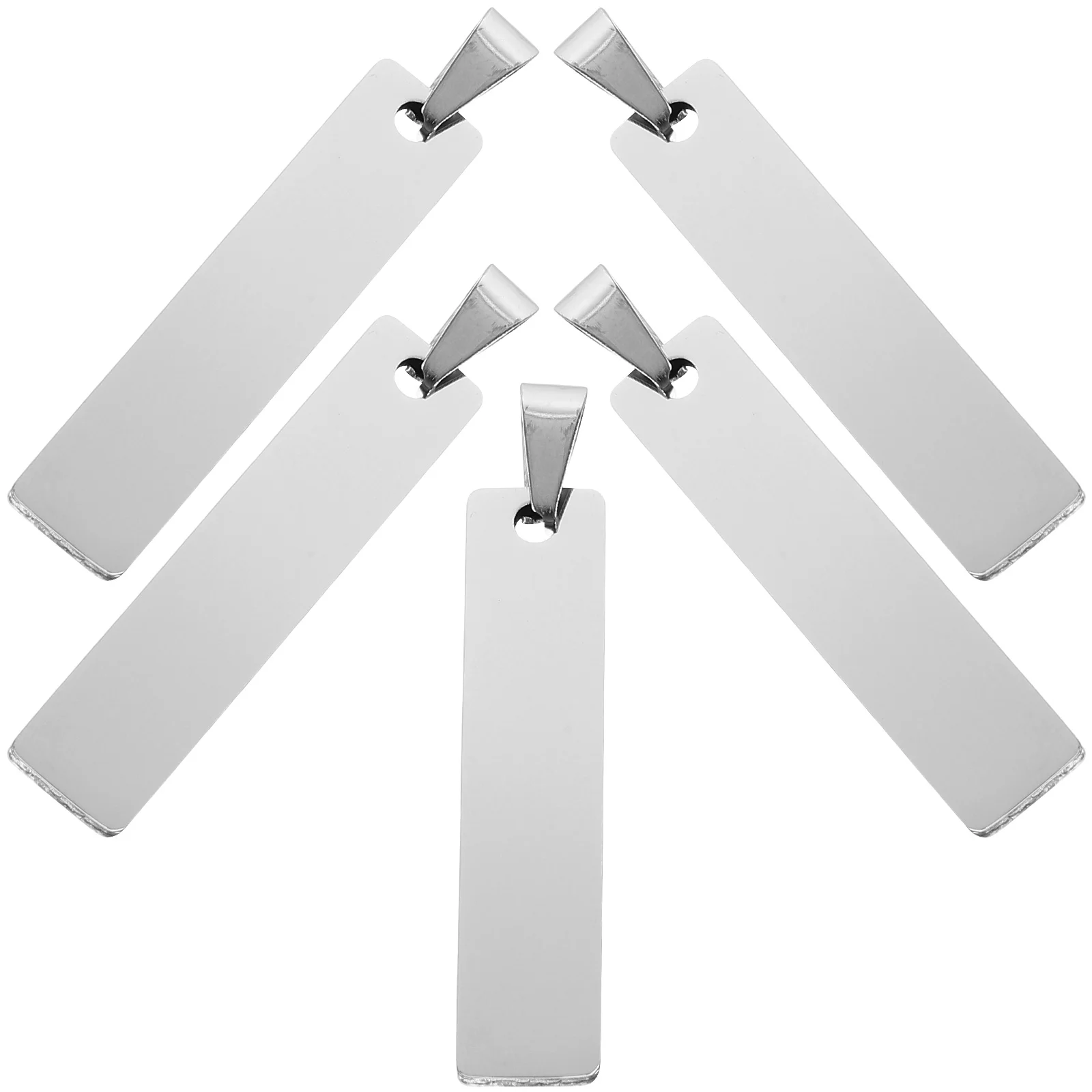 

5pcs Stainless Steel Keychain Blank Stamping Tags Diy Charms Smooth Surface Mirror Polished Jewelry Making Accessories