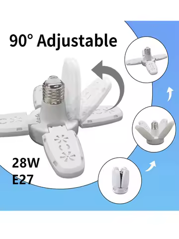 E27 Foldable Fan Shape LED Bulb Lamp  220V 110V 40 LEDs Light Bulbs For Home Ceiling Lamp Warehouse Garage  White Light 6500