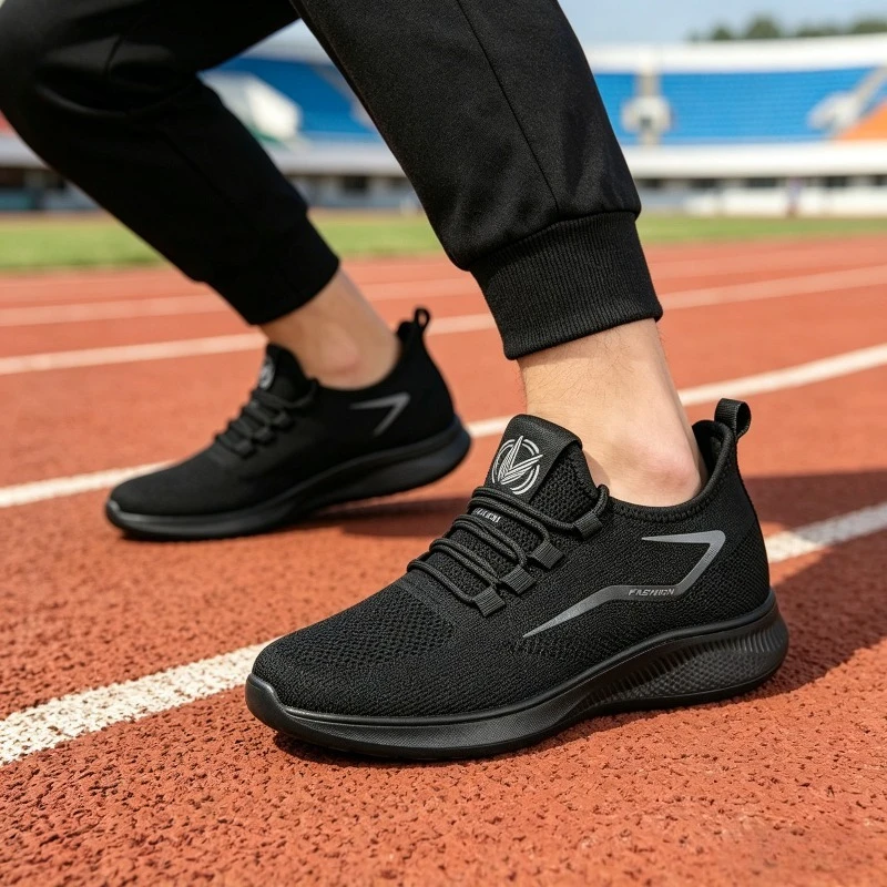 Zapatos para correr al aire libre para hombre, zapatos informales ligeros de malla antideslizantes y resistentes al desgaste, zapatos deportivos con cordones para caminar transpirables para hombre