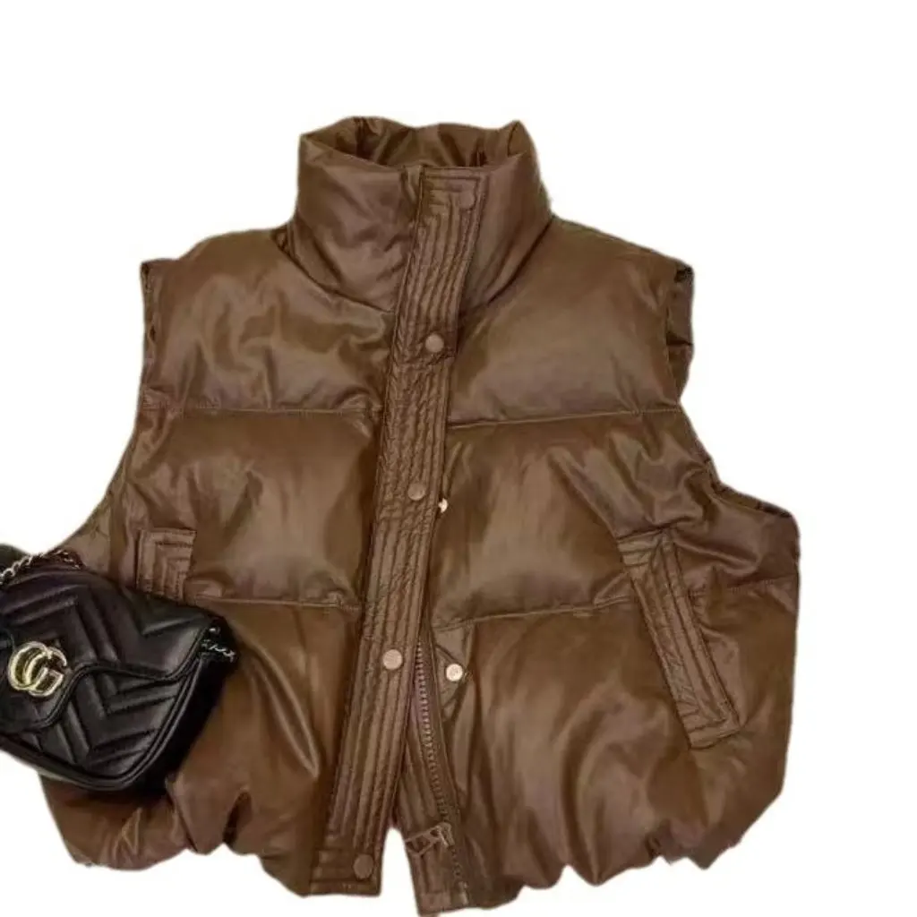 

Women's Autumn Winter Cotton Vest Fashionable Short Waist Outwear Korean Style Loose Small Jacket Thickened