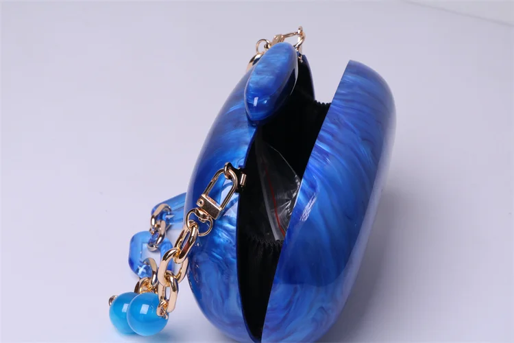 Luxury fashion Klein blue marble pattern Round evening handbag high quality clutch acrylic bag