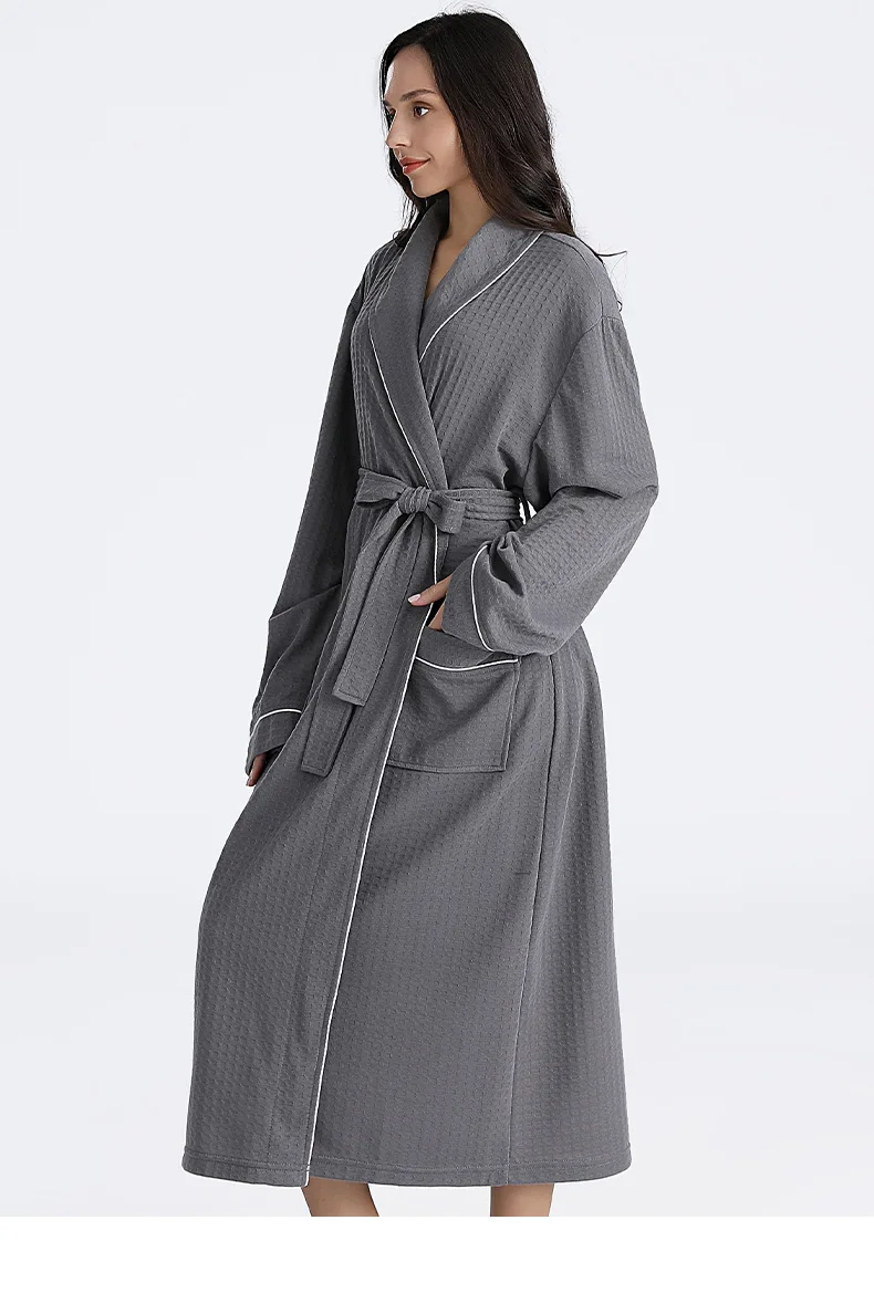 Spring Bathrobe Kimono Loungewear Lapel Woman Long Sleeve Robe Nighty Gown With Belt Sleepwear Nightwear Home Clothing